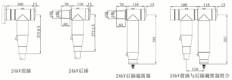 星空电子核材24kV欧式630A屏蔽型可分离连接器尺寸图.gif